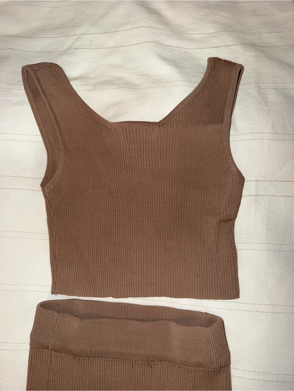 Petal & Pup Ribbed Knit Midi Set  - Brown